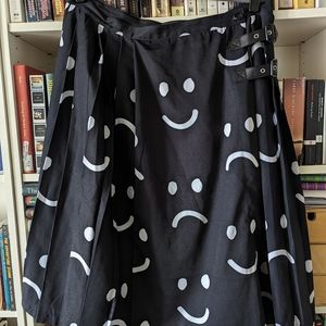 Lazy Oaf Happy Sad Black and White Kilt Skirt